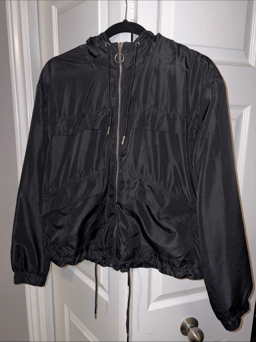 Divided Black Hooded Zip-Front Bomber Jacket